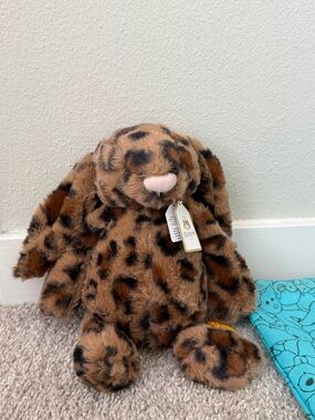 Jellycat Style Cobblehop Leopard Print Bunny Plush Jellycat Bunny Stuffed Animal